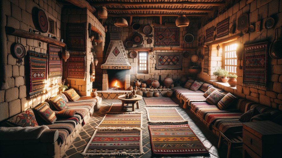 Photo de l'intérieur d'une maison d'hôte kabyle