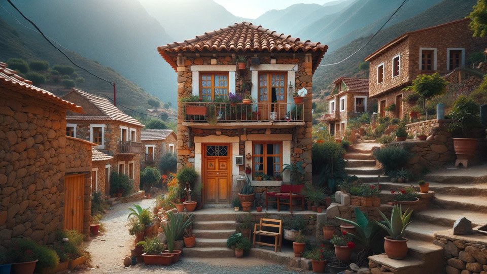 Photo d'une maison d'hôte traditionnelle kabyle située au cœur d'un petit village pittoresque